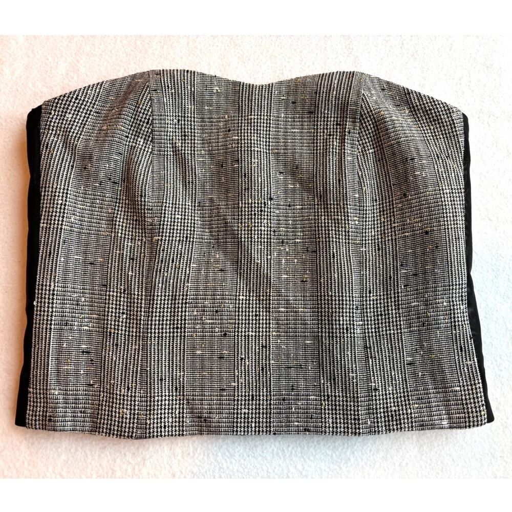 NWT Generation Love Jennifer Plaid Bustier Silver Gold Metallic Lined XS Viscose